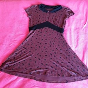 Stretch Cotton Burgundy Bunny Print Dress